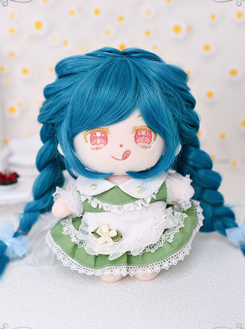 Cotton Doll 20cm Doll Blue Long Curly Wig Cute Doll Lolita Wigs