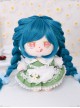 Cotton Doll 20cm Doll Blue Long Curly Wig Cute Doll Lolita Wigs