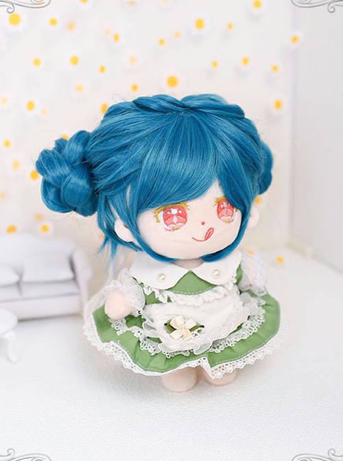 Cotton Doll 20cm Doll Blue Long Curly Wig Cute Doll Lolita Wigs