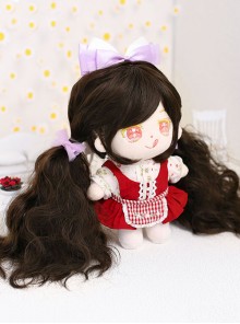 Cotton Doll 20cm Cute Doll Accessories Brown Long Curly Lolita Wigs