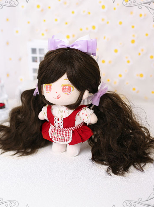 Cotton Doll 20cm Cute Doll Accessories Brown Long Curly Lolita Wigs