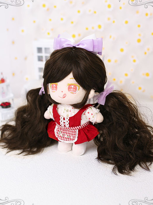 Cotton Doll 20cm Cute Doll Accessories Brown Long Curly Lolita Wigs