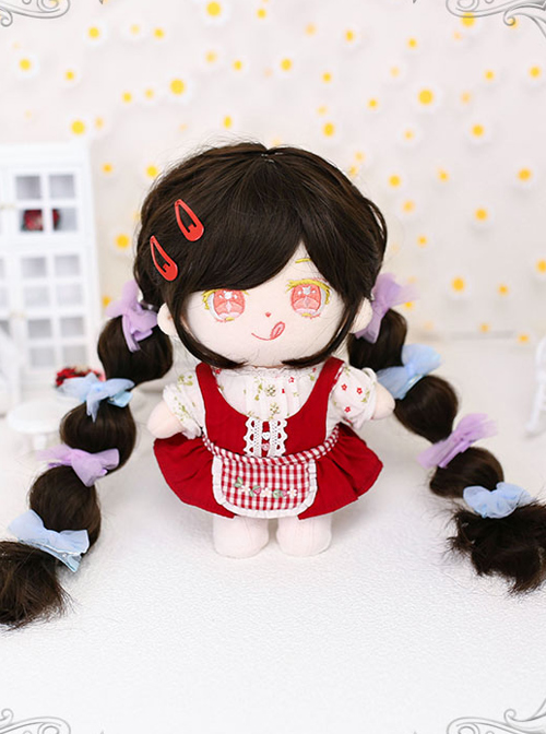 Cotton Doll 20cm Cute Doll Accessories Brown Long Curly Lolita Wigs