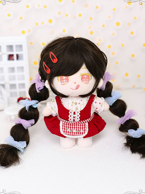 Cotton Doll 20cm Cute Doll Accessories Brown Long Curly Lolita Wigs