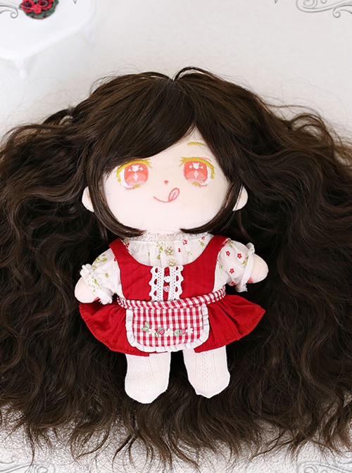 Cotton Doll 20cm Cute Doll Accessories Brown Long Curly Lolita Wigs