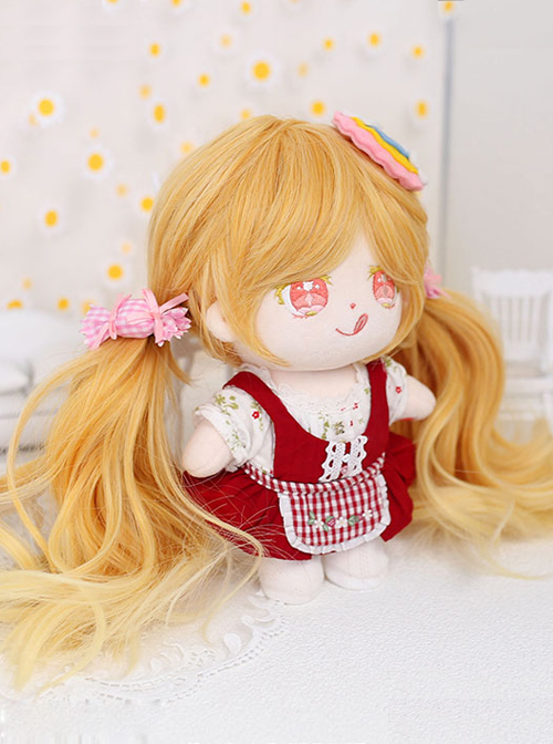 Cotton Doll 20cm Cute Doll Lolita Accessories Sunflower Orange Long Curly Wigs