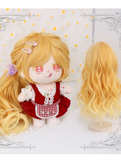 Cotton Doll 20cm Cute Doll Lolita Accessories Sunflower Orange Long Curly Wigs