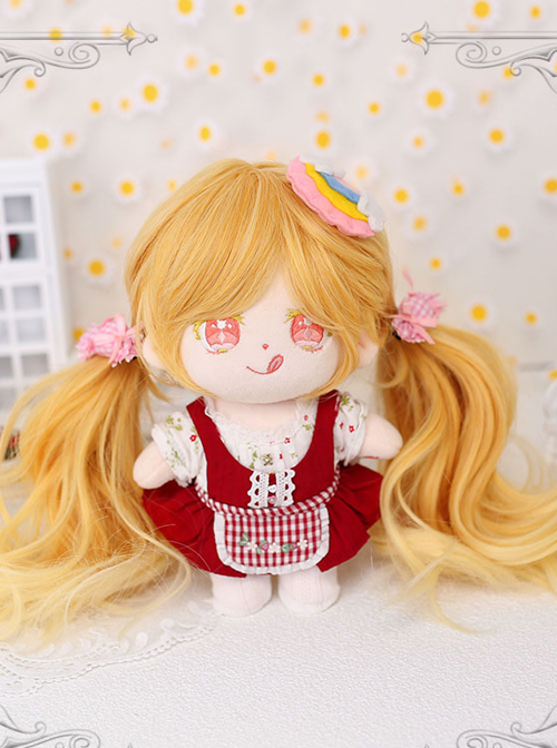 Cotton Doll 20cm Cute Doll Lolita Accessories Sunflower Orange Long Curly Wigs
