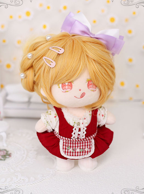 Cotton Doll 20cm Cute Doll Lolita Accessories Sunflower Orange Long Curly Wigs