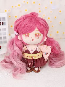 Cotton Doll 20cm Cute Doll Lolita Accessories Small Cherry Blossom Pink Gradient Long Curly Wigs