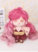 Cotton Doll 20cm Cute Doll Lolita Accessories Small Cherry Blossom Pink Gradient Long Curly Wigs