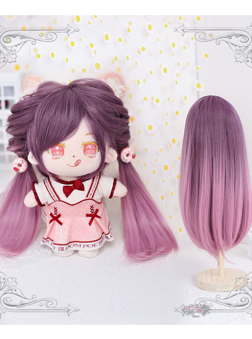 Cotton Doll 20cm Cute Doll Lolita Accessories Small Nebula Purple Gradient Long Straight Wigs