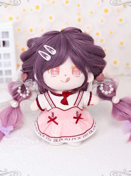 Cotton Doll 20cm Cute Doll Lolita Accessories Small Nebula Purple Gradient Long Straight Wigs