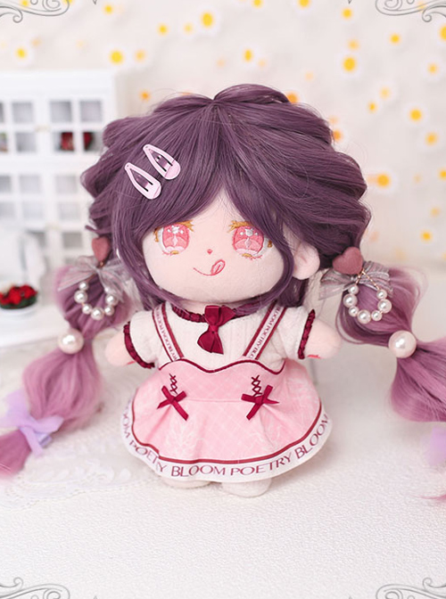 Cotton Doll 20cm Cute Doll Lolita Accessories Small Nebula Purple Gradient Long Straight Wigs