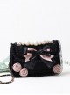 Easy-match Black Pink Sweet Cool Lolita Pearl Small Square Bag
