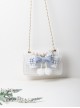 Easy-match Cute Alice Light Blue Bowknot Sweet Lolita Pearl White Small Square Bag