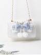 Easy-match Cute Alice Light Blue Bowknot Sweet Lolita Pearl White Small Square Bag