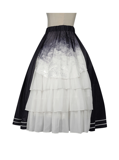 Solitary Crane Cries Series SK Chinese Style Elegant Light Classic Lolita Long Skirt