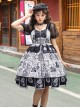 Black White Alice Series JSK Retro Splicing Punk Lolita Sling Dress