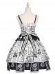 Black White Alice Series JSK Retro Splicing Punk Lolita Sling Dress