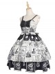 Black White Alice Series JSK Retro Splicing Punk Lolita Sling Dress