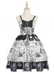 Black White Alice Series JSK Retro Splicing Punk Lolita Sling Dress