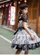 Black White Alice Series JSK Retro Splicing Punk Lolita Sling Dress