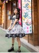 Black White Alice Series JSK Retro Splicing Punk Lolita Sling Dress