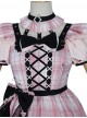 Tsubaki Sakura Series OP Idol Singing Clothes Black Sweet Pink Plaid Sweet Lolita Short Sleeve Dress