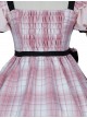 Tsubaki Sakura Series OP Idol Singing Clothes Black Sweet Pink Plaid Sweet Lolita Short Sleeve Dress