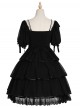 Sicily Series OP Three-section Hem Vintage Elegant Black Chiffon Classic Lolita Short Sleeve Dress