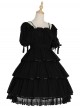 Sicily Series OP Three-section Hem Vintage Elegant Black Chiffon Classic Lolita Short Sleeve Dress
