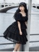 Sicily Series OP Three-section Hem Vintage Elegant Black Chiffon Classic Lolita Short Sleeve Dress