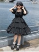 Sicily Series OP Three-section Hem Vintage Elegant Black Chiffon Classic Lolita Short Sleeve Dress