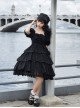 Sicily Series OP Three-section Hem Vintage Elegant Black Chiffon Classic Lolita Short Sleeve Dress