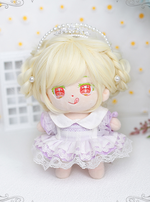 Cotton Doll 20cm Doll Sweetie Light Golden Long Curly Wig Cute Doll Lolita Wigs