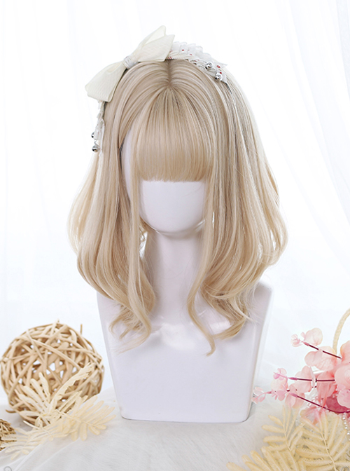 Golden Gentle Slightly Curly Short Wig Classic Lolita Wigs