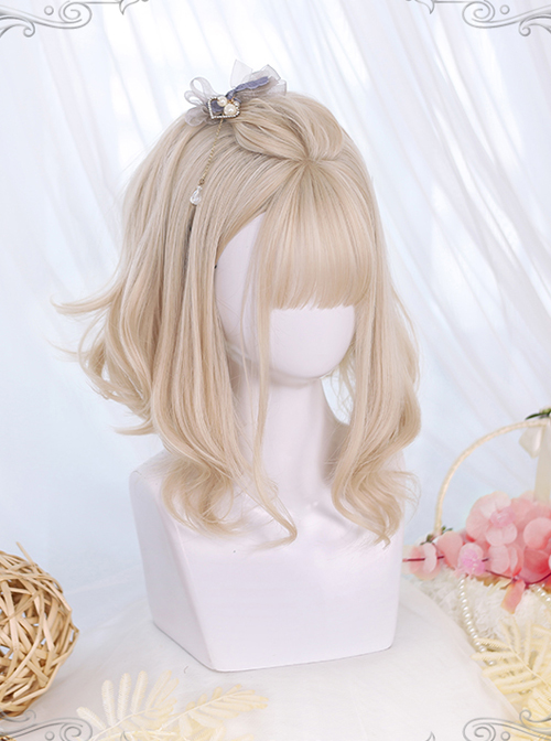 Golden Gentle Slightly Curly Short Wig Classic Lolita Wigs