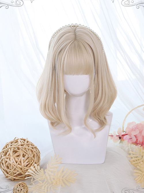 Golden Gentle Slightly Curly Short Wig Classic Lolita Wigs