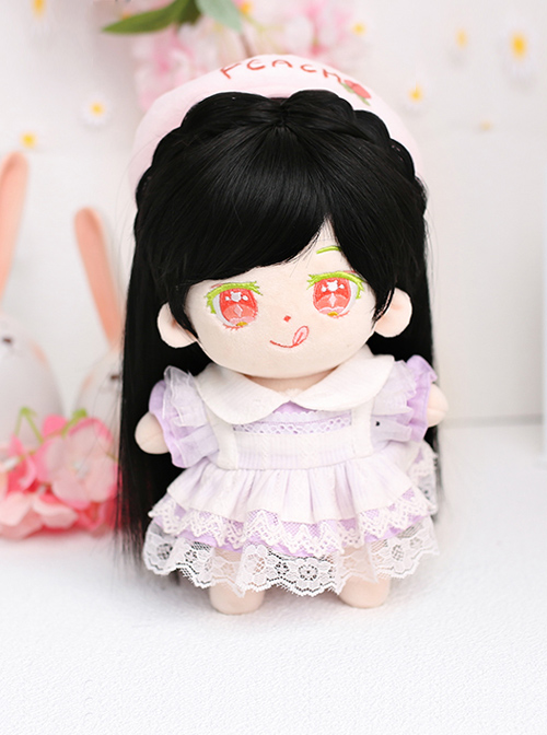 Cotton Doll 20cm Cute Doll Lolita Accessories Cute Black Straight Doll Wigs