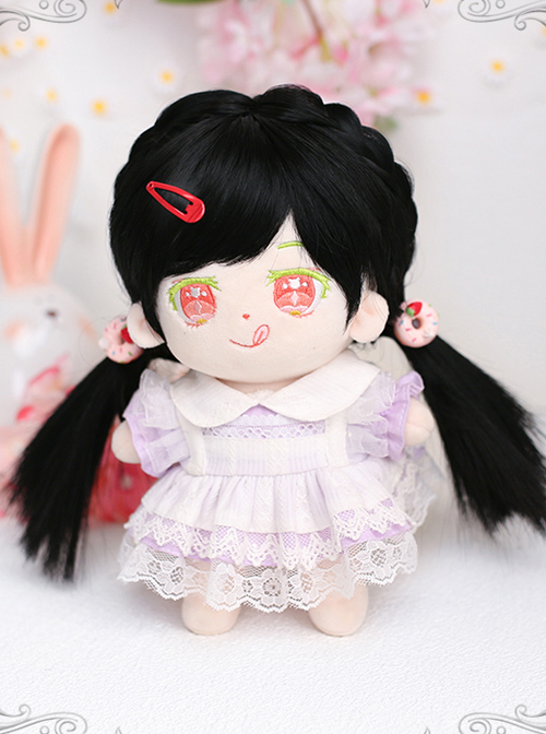 Cotton Doll 20cm Cute Doll Lolita Accessories Cute Black Straight Doll Wigs