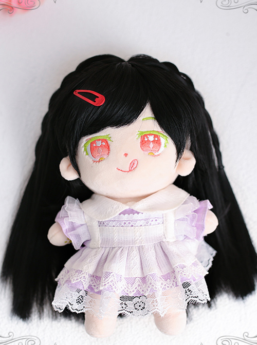 Cotton Doll 20cm Cute Doll Lolita Accessories Cute Black Straight Doll Wigs