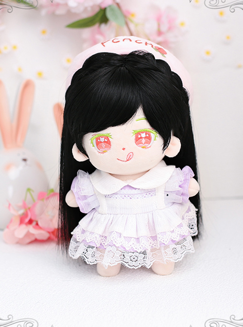 Cotton Doll 20cm Cute Doll Lolita Accessories Cute Black Straight Doll Wigs