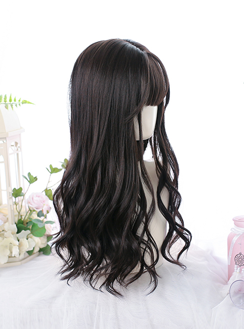 Dark Brown Long Curly Wig Classic Lolita Daily Style Wigs