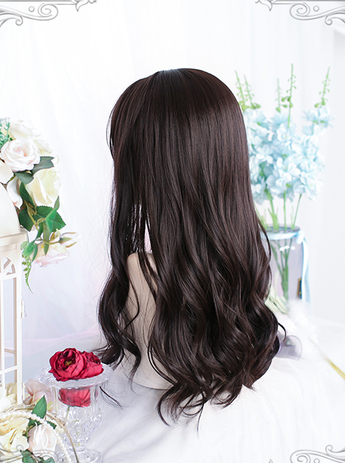 Dark Brown Long Curly Wig Classic Lolita Daily Style Wigs