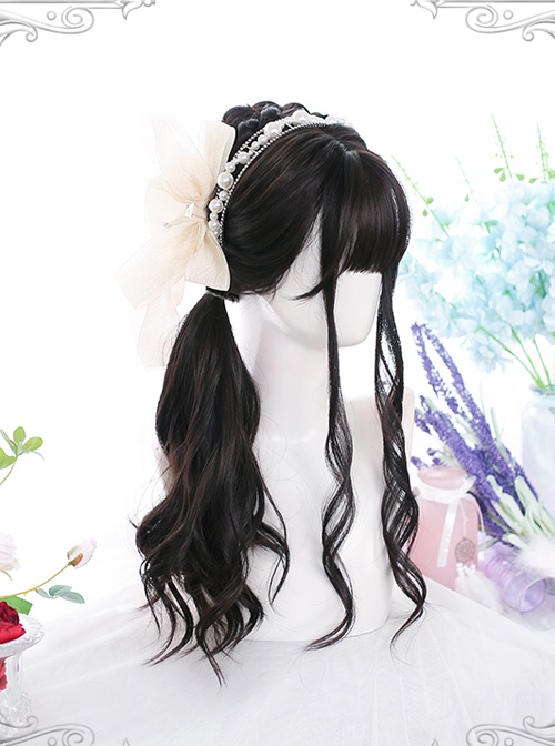 Dark Brown Long Curly Wig Classic Lolita Daily Style Wigs