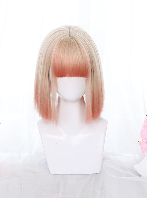 Gradient Short Straight Wig Classic Lolita Daily Style Wigs