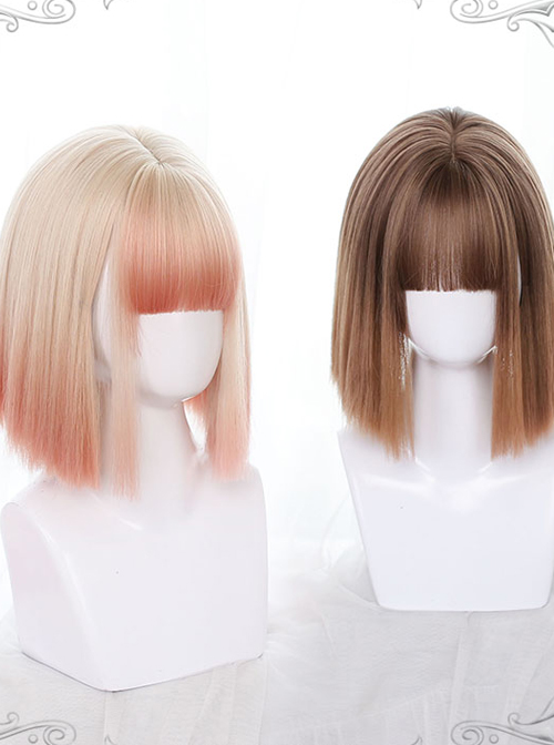 Gradient Short Straight Wig Classic Lolita Daily Style Wigs