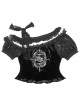 Pray Night Series Black Off-shoulder Lace-up Lace Embroidery Diamond Velvet Short Sleeve Gothic Short Top