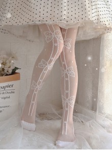Annie's Gift Series Bowknot Pattern Summer Glass-silk Ultra-Thin Sweet Lolita Stockings